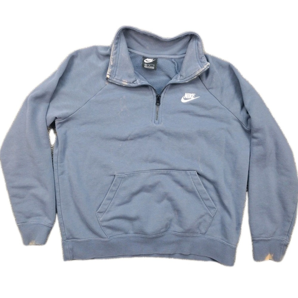 Nike Hoodie Men's Medium Blue Faded Zip Sweatshirt Distressed Thrashed VTG y2k